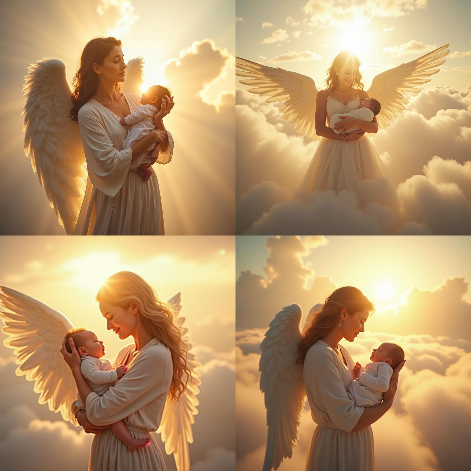 Angel Holding Newborn Baby in Heaven