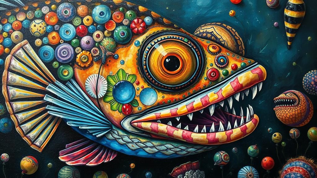 Angler Fish Oil Painting in Pop Surrealism Style