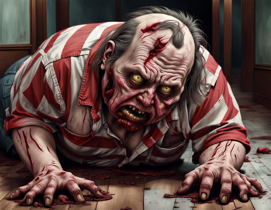 Zombie Crawling in Wes Anderson Style: Hyperrealistic Portra...