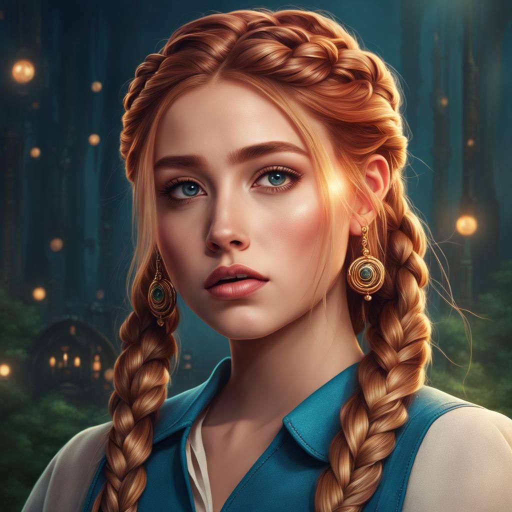 straight hair, braided hair, biting lip, sleepover