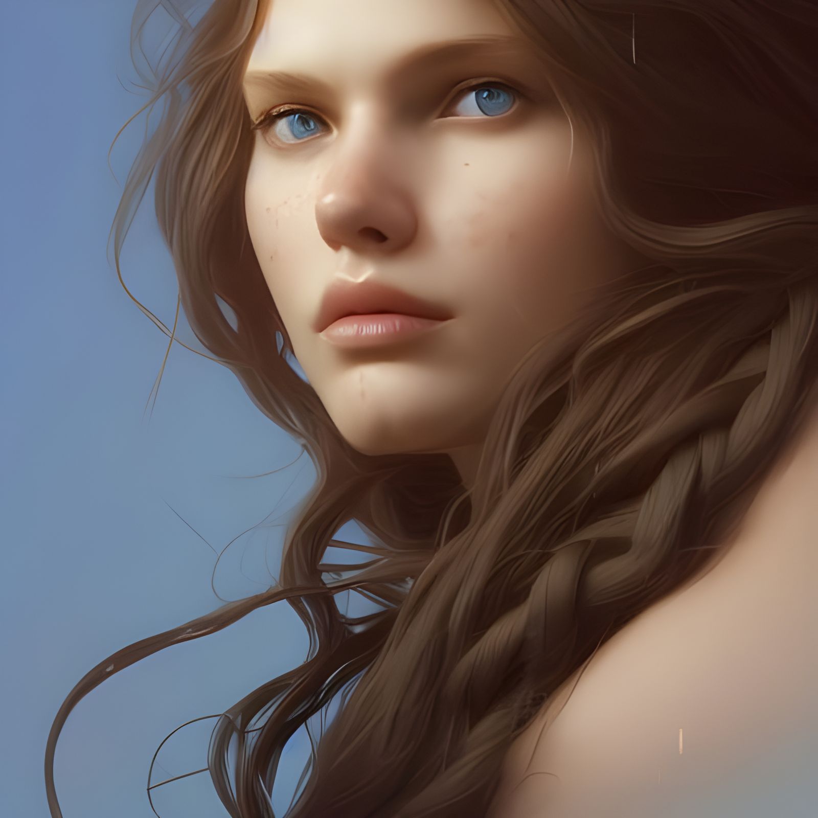 Anime Portrait of Braided Hair Girl in Deep Color