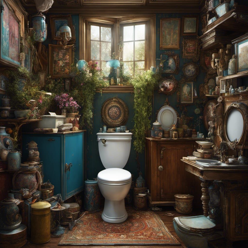Toilet at Garage Sale in Maximalist Style