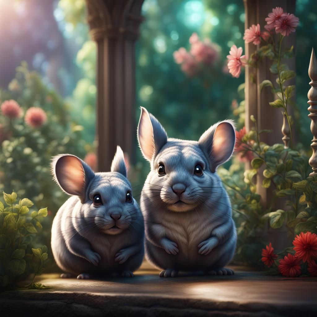Chinchillas Discover a Fantastical Garden