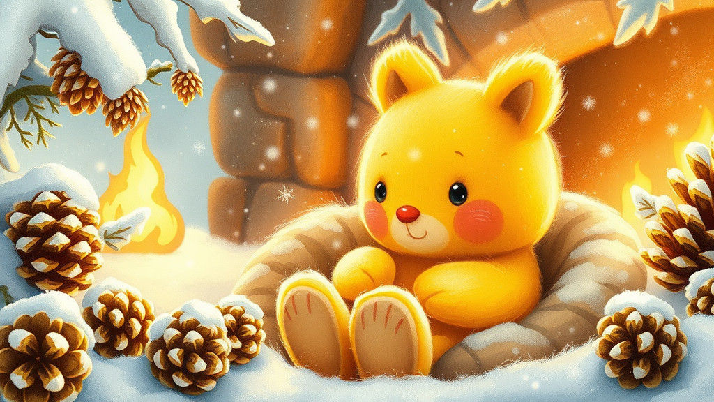 Yellow Plush Toy in Winter Wonderland
