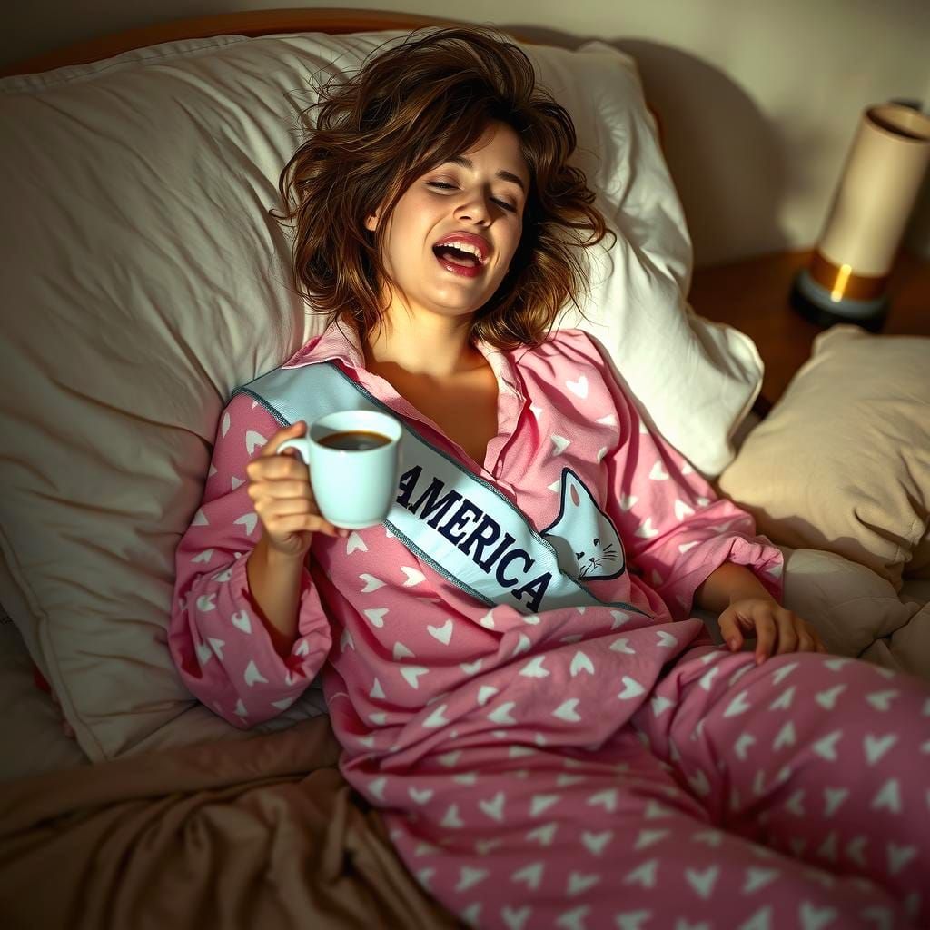 Tired Miss America in Bed, Soft Focus Realism