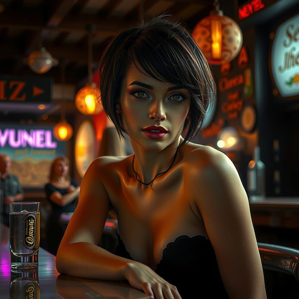 Moody Nighttime Portrait in Hyperrealistic Style
