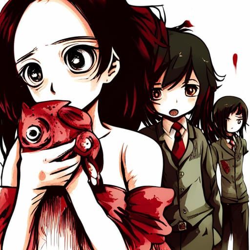 Scary Horror Girl in Yamishibai Anime Style