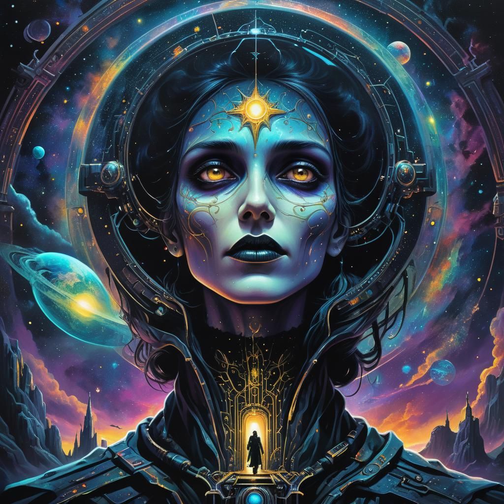 Gothic Sci-Fi Painting in Surreal Cinematic Style