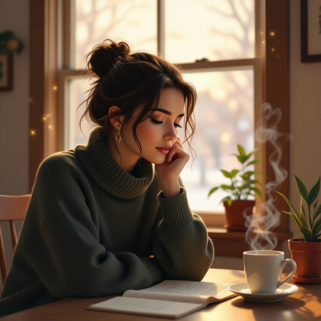 Contemplative Figure in Poetic Realism Style