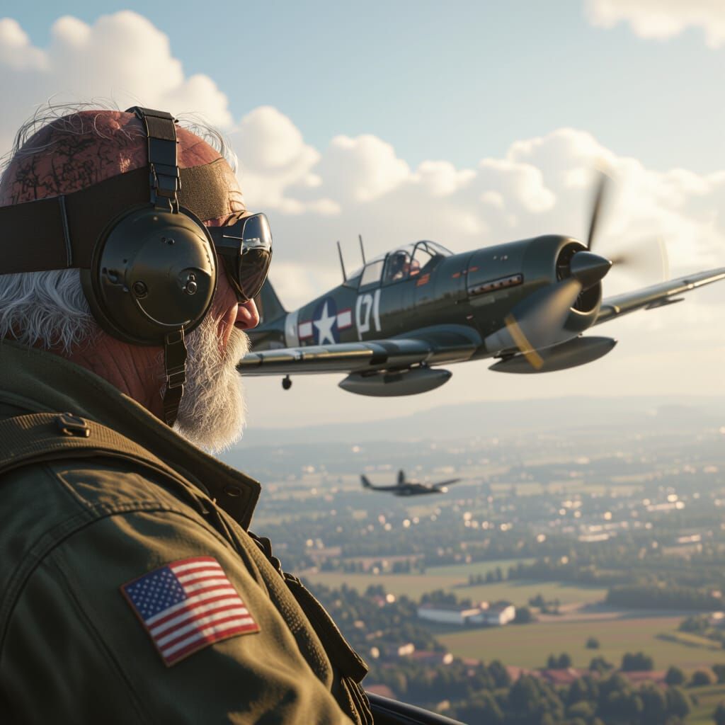 Elderly Veteran Watches Hellcat Flyby on Veteran's Day