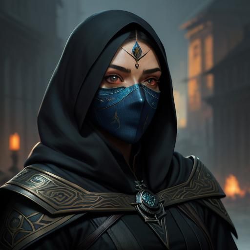 Cloaked Thief Portrait in Art Nouveau Style