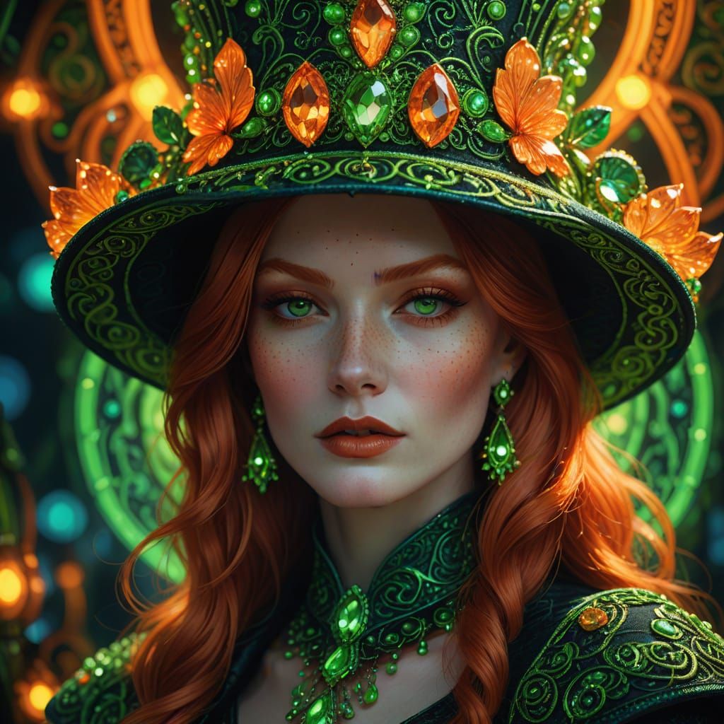 Mystic Redhead in Neon Surrealism