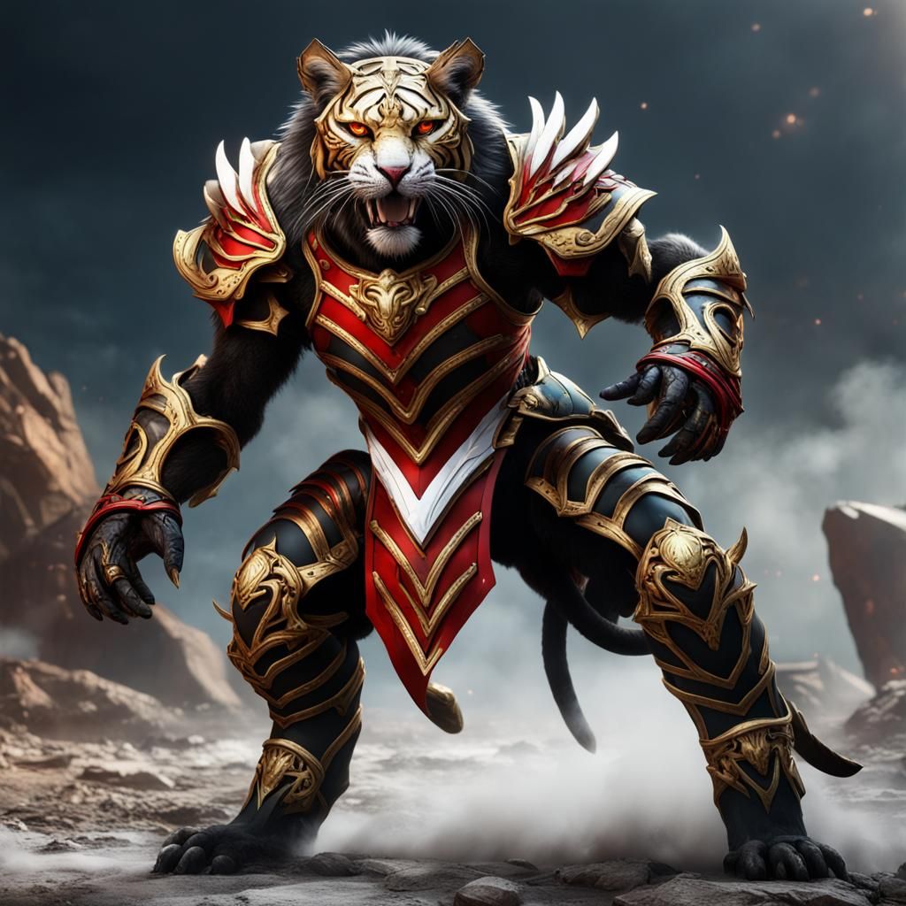 Armored Sabertooth Tiger in Detailed Matte Painting