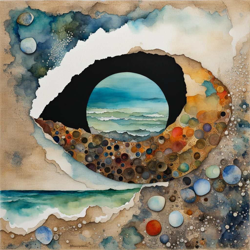 Lost Souls Search for Pearl: Abstract Watercolor Collage