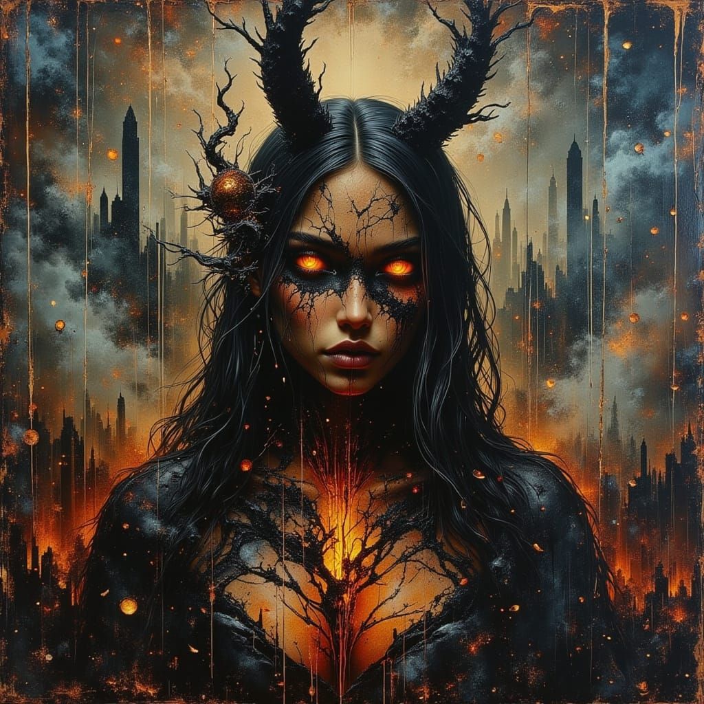 Gothic Oil Painting of Anxiety in 1890s Style