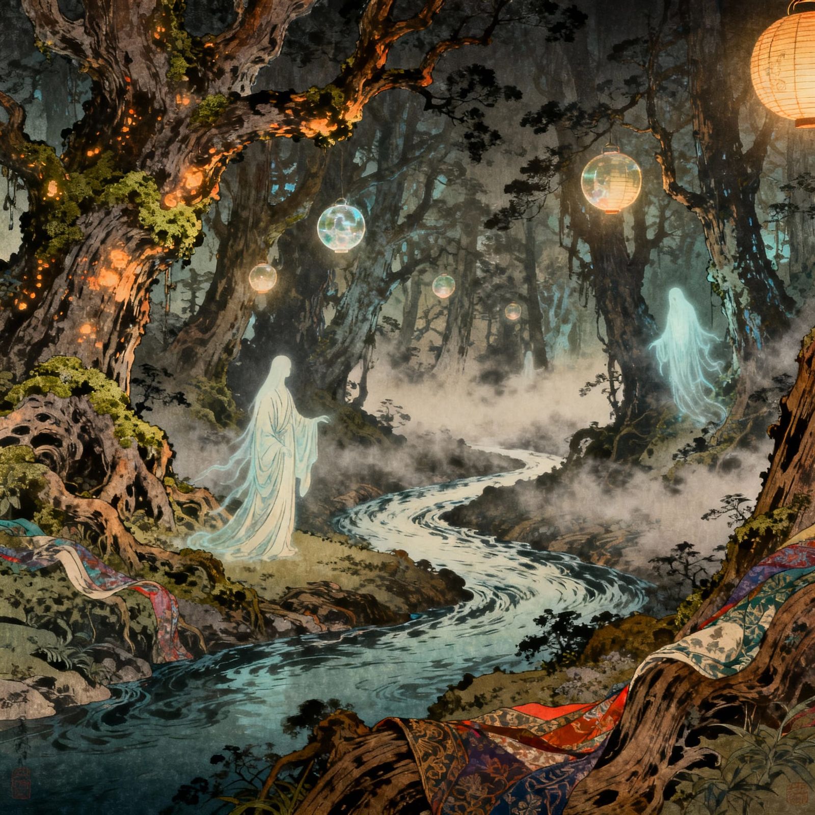 Intricate Shin Hanga Surrealism in the Depths