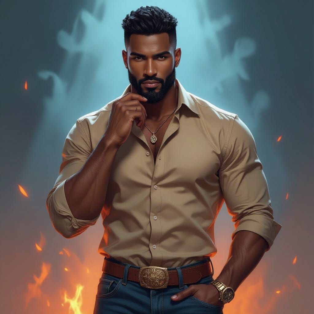 Man in Cowboy Boots Under Fire and Ice Light