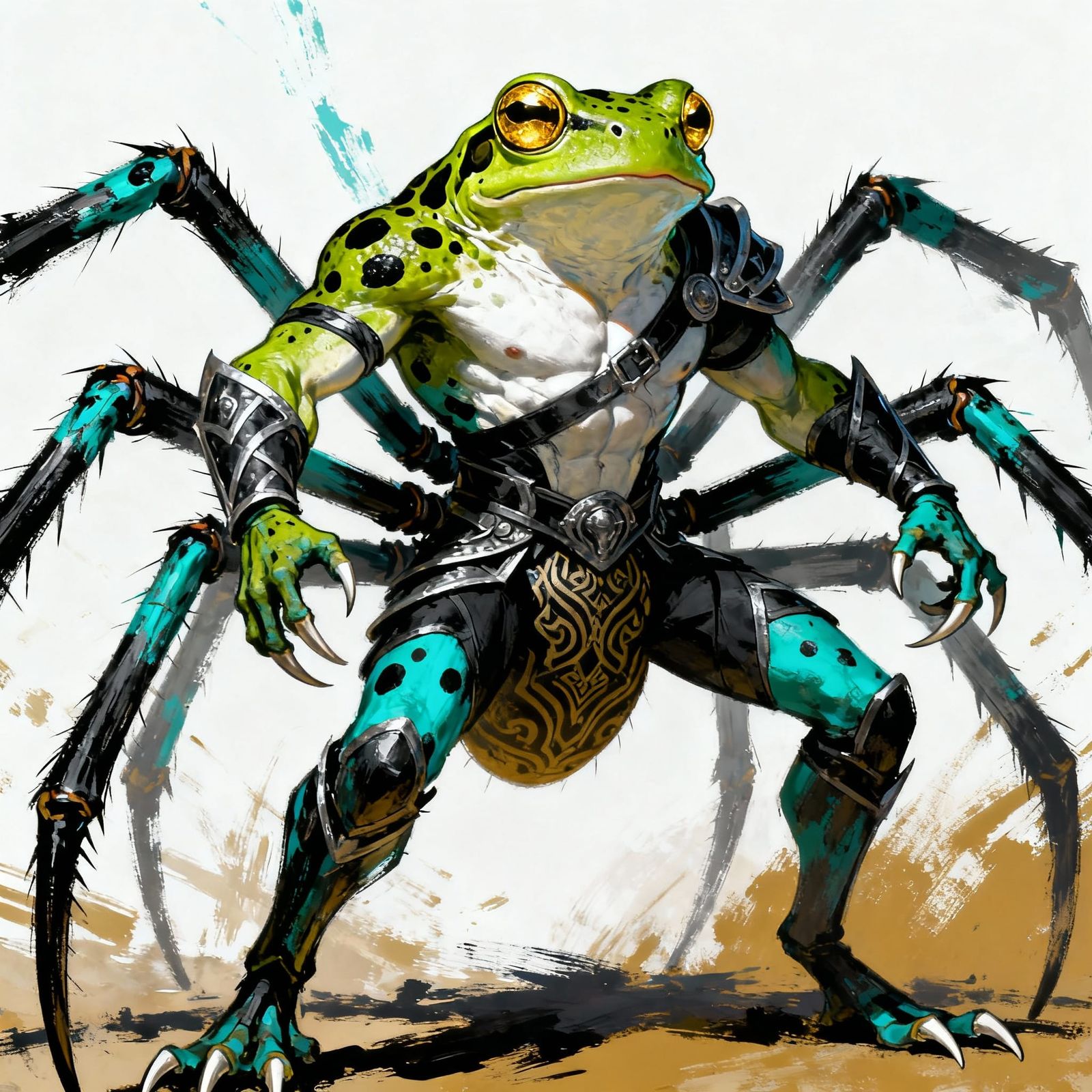 Frog Spider Hybrid Warrior in Concept Art Style