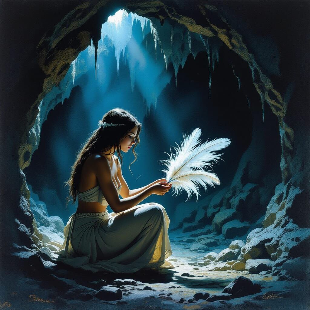 Eerie Cave Offering: Dark Fantasy Art