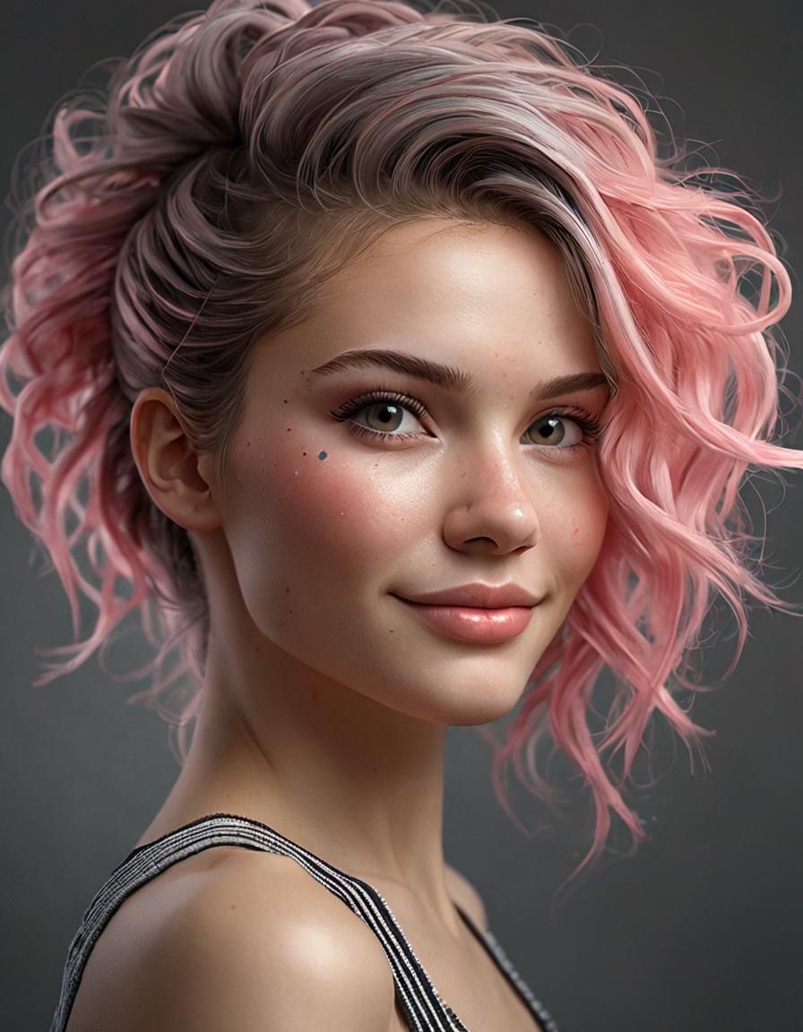 Abstract Minimalist Portrait with Geometric Hairstyle