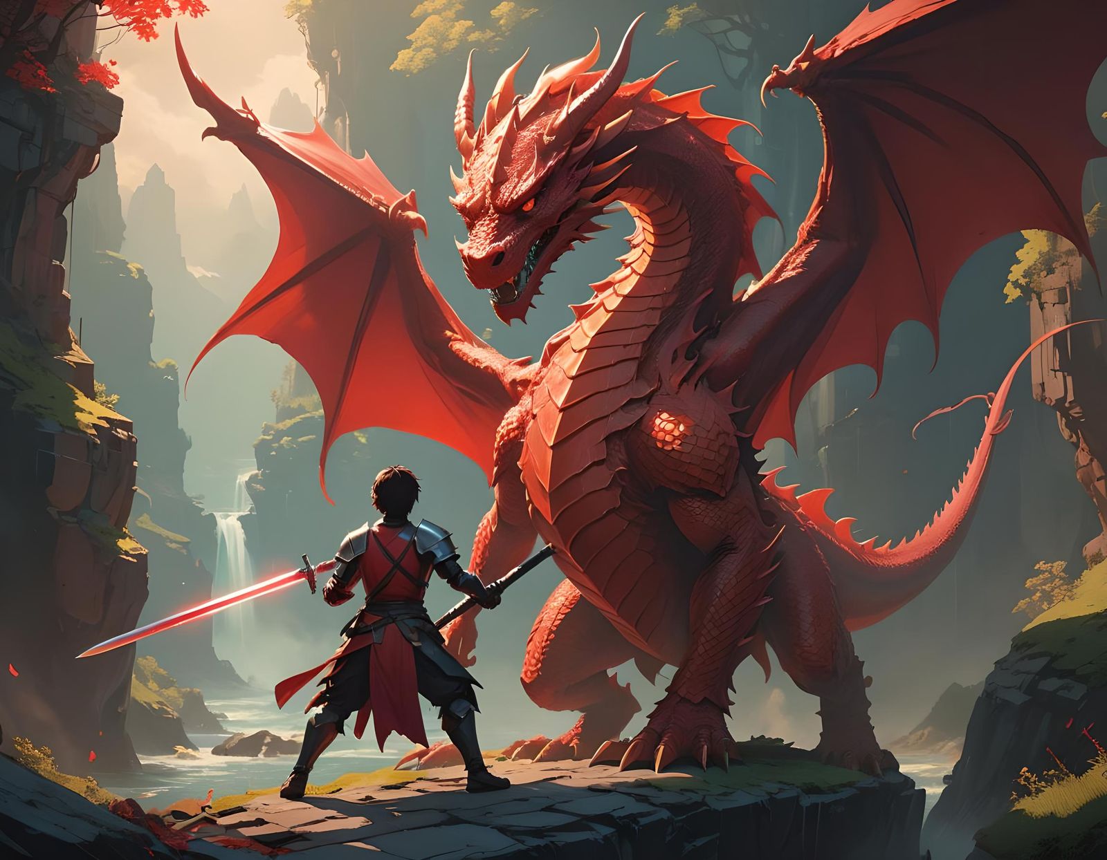 Dragon Knight Sword Fight in Epic Fantasy Style