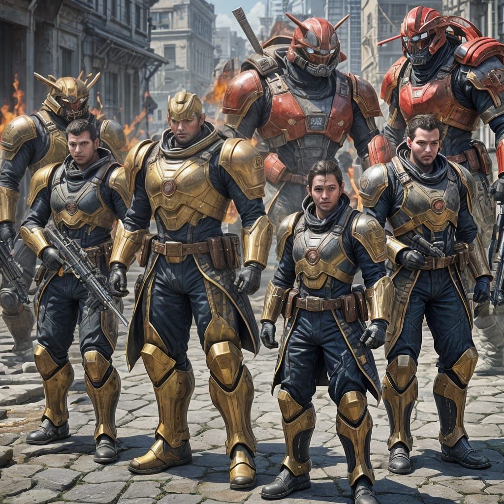 Captain Drapak and Fire Soldiers in Anime Style