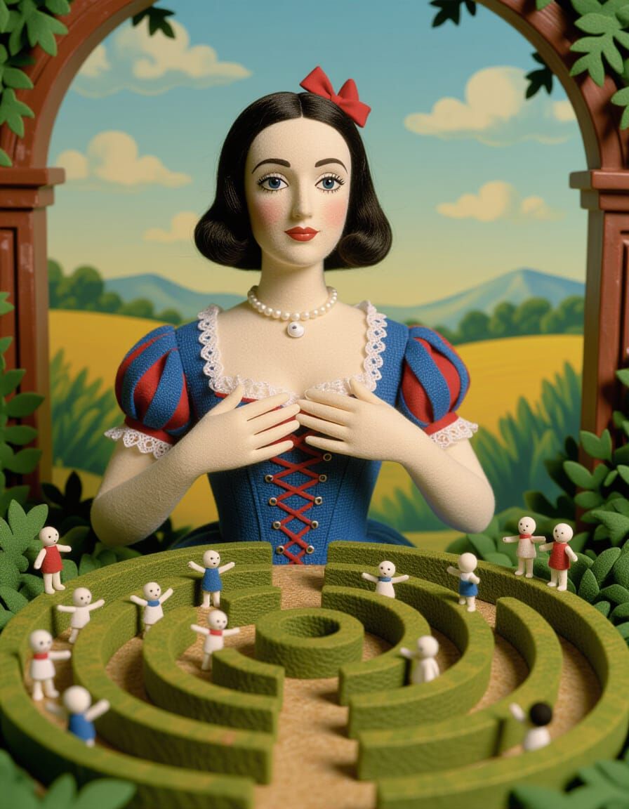 Surreal Felt Figure Reveals Labyrinth, Inspired by Masters
