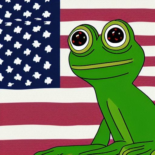 Patriotic Pepe the Frog in Anime Style