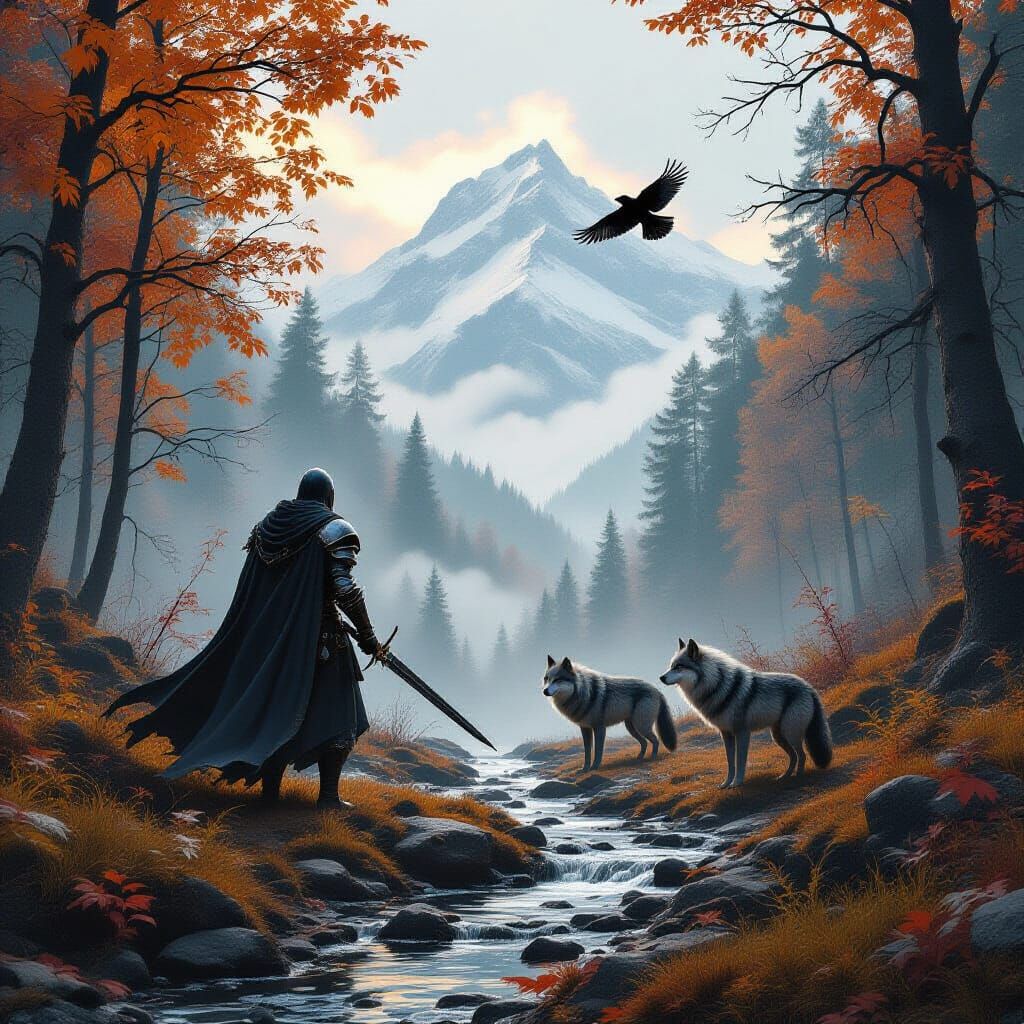 A knight is greeted by two unexpected Wolves and the old and...