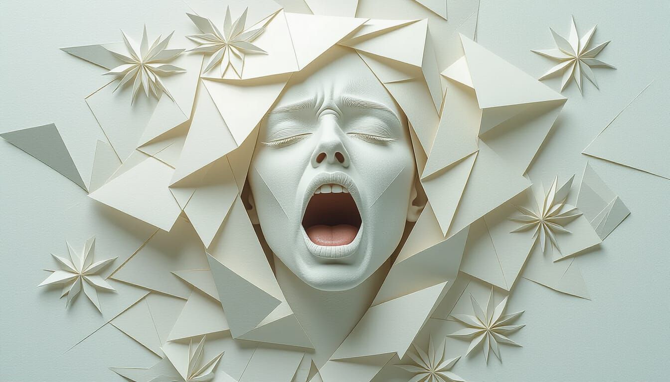 Frozen Shriek in Origami Papercraft, Surreal 8K