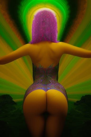 Psychedelic Woodland Scene in Hyperrealism