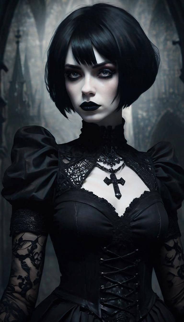 Gothic Woman Portrait in Fauvist Expressionist Style