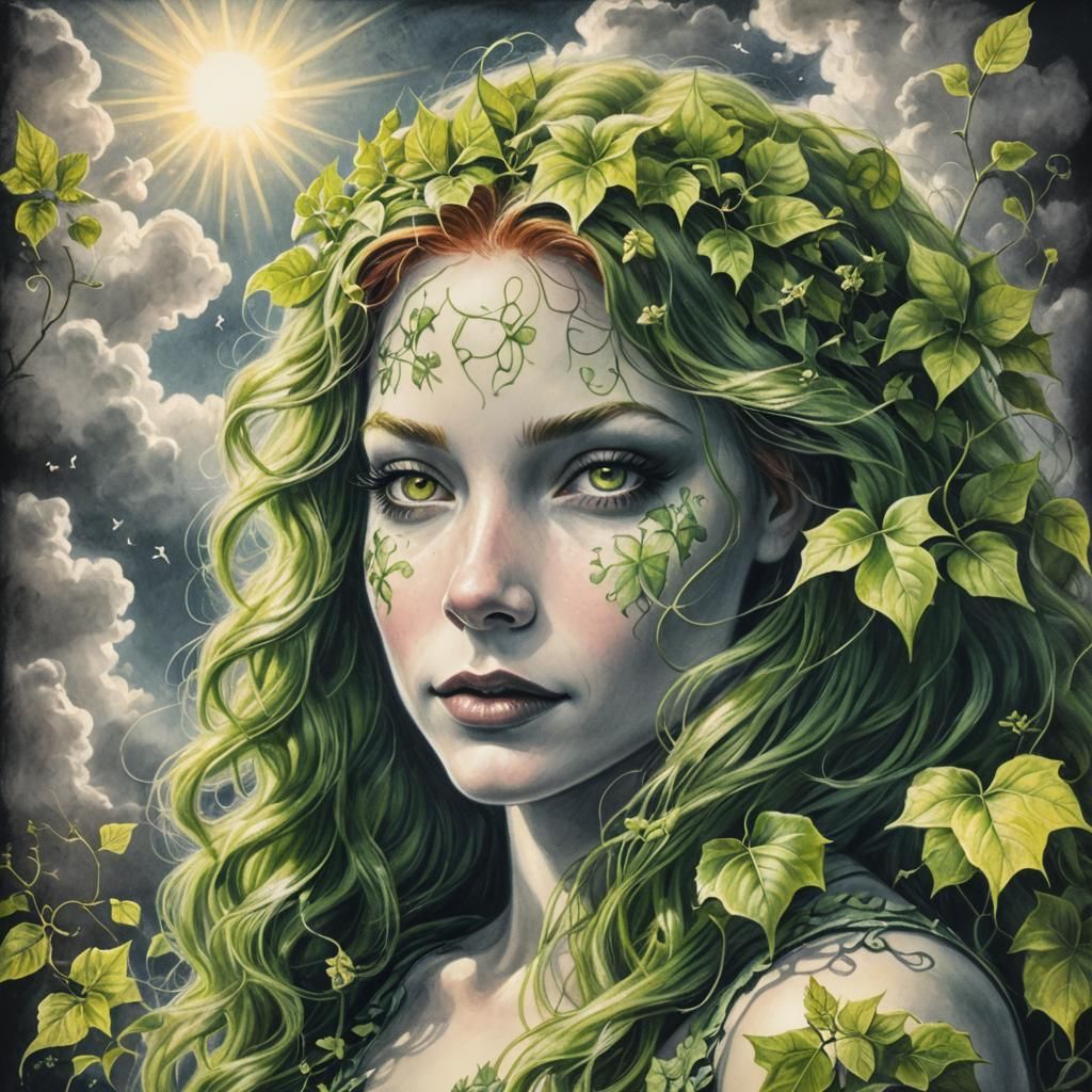 Chalk Drawing of Poison Ivy in Sunlight