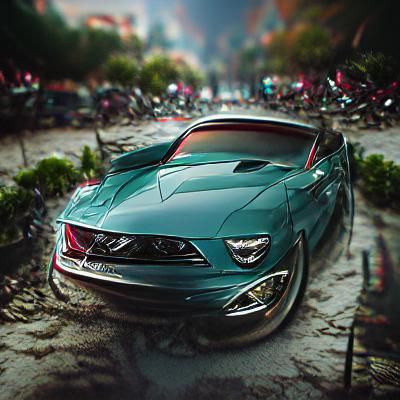 Modern Mustang Sports Car in Studio Lighting