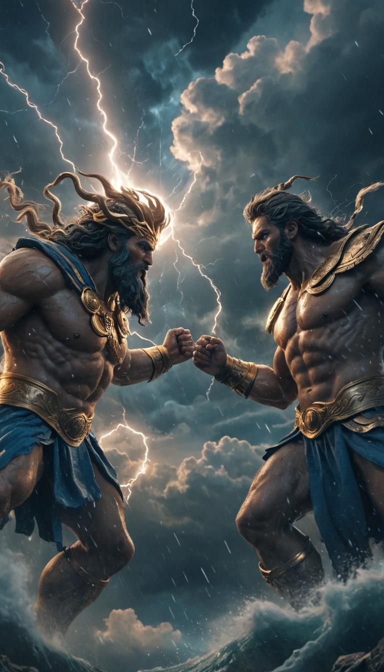 Zeus and Poseidon Clash in Epic 3D Rendering