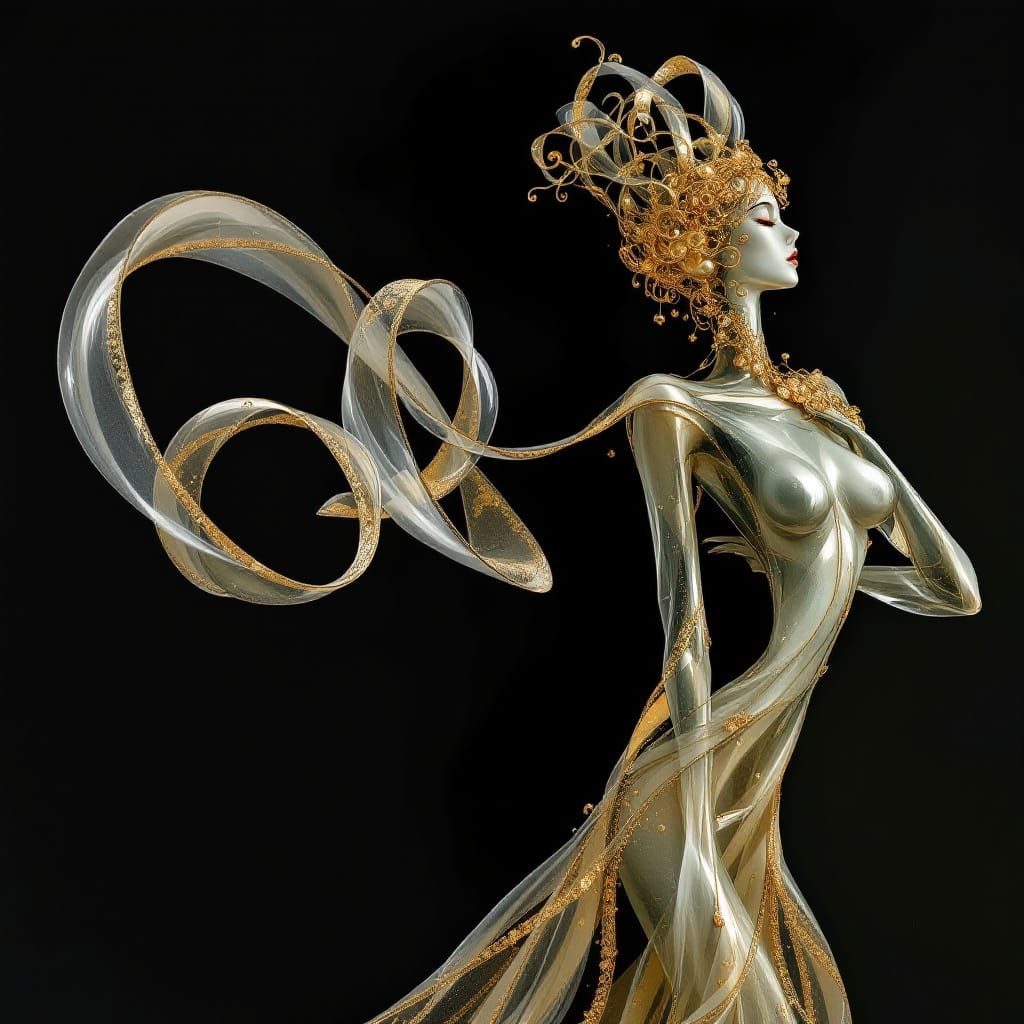 Glass Ribbon Dancer in Surrealist Style