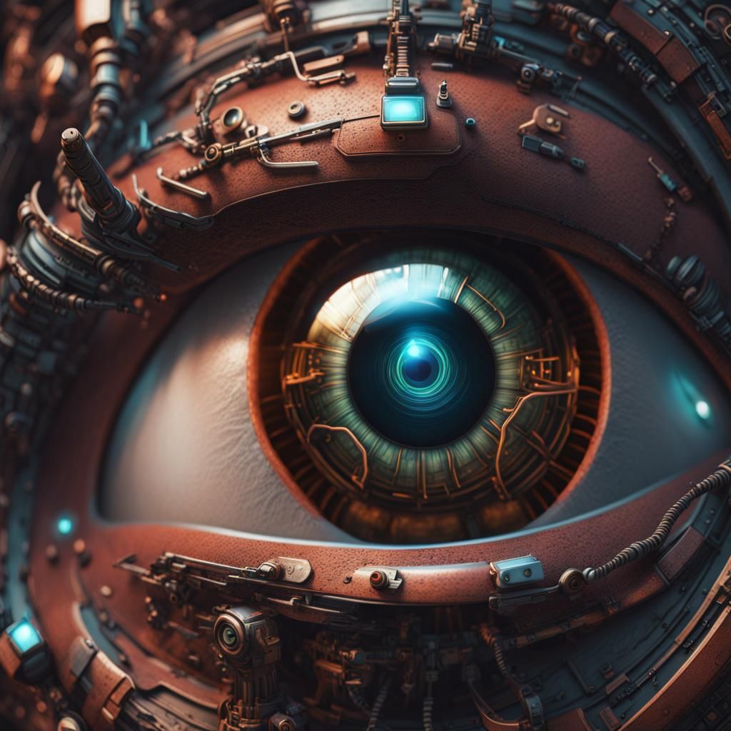 Detailed Digital Cyborg Eye Concept Art