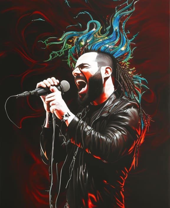 Jonathan Davis Screaming: Intricate Ink Calligraphy Portrait