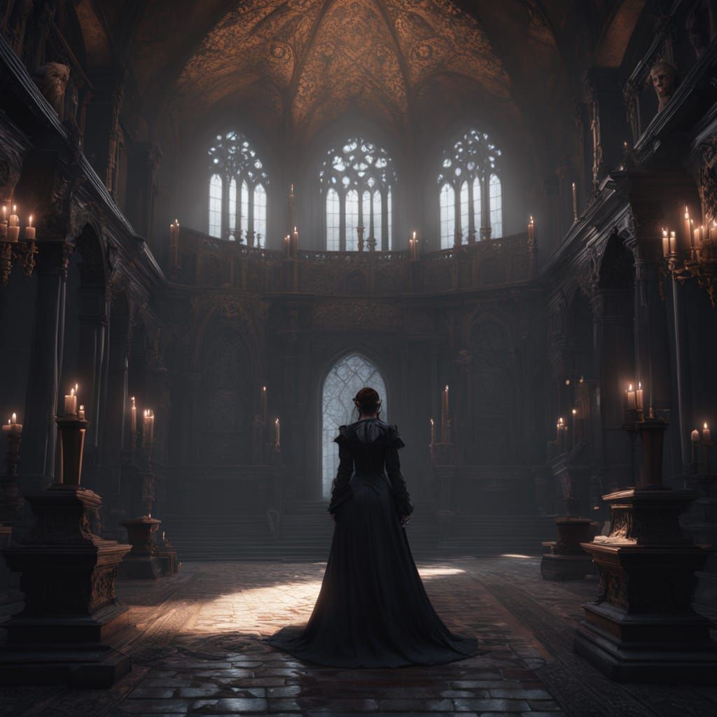 Gothic Romance Portrait of a Brunette Vampire