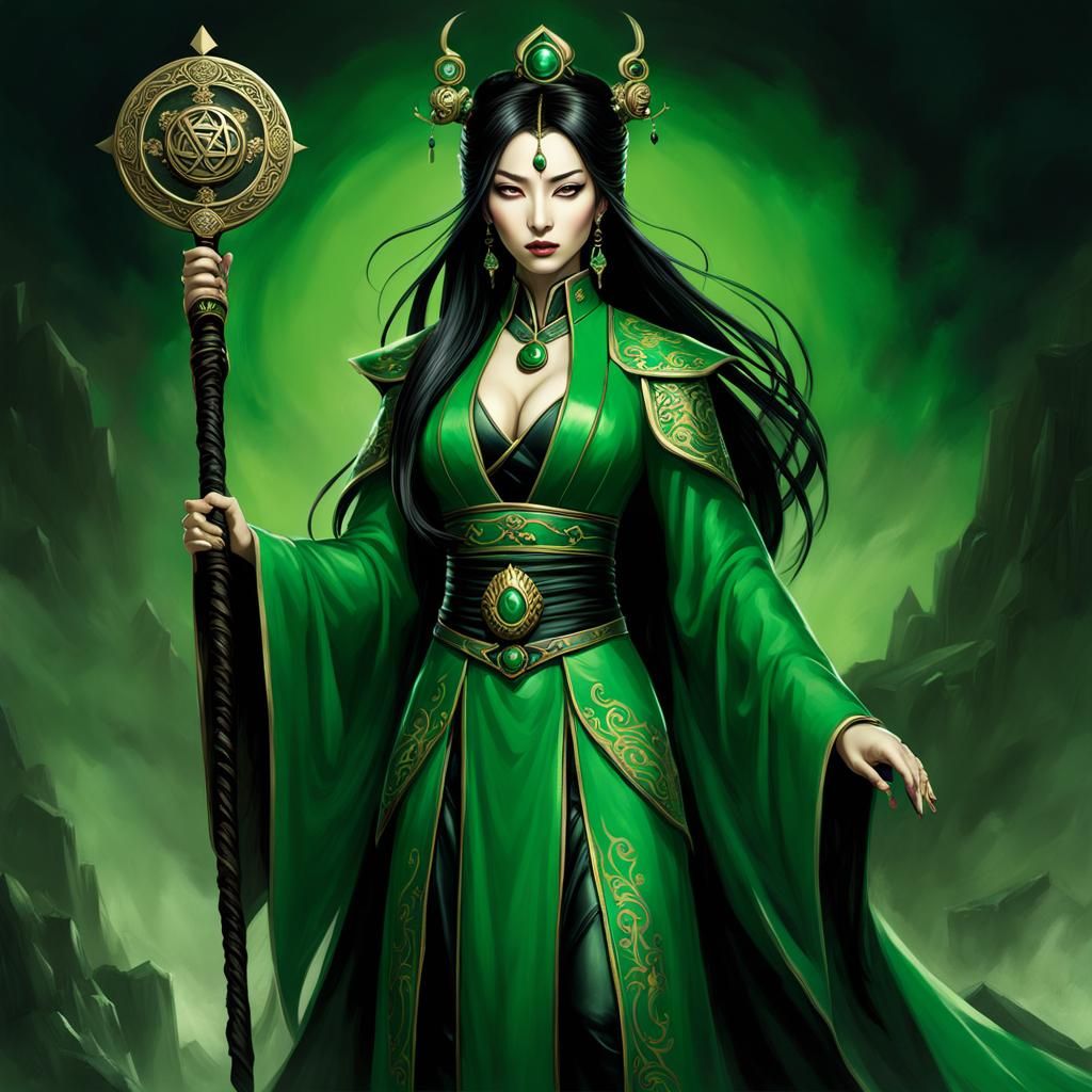 Gothic Taoist Sorceress in Dark Fantasy Art Style