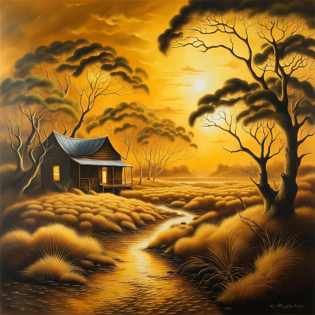 Golden Touch Airbrush Art in Australian Tonalism