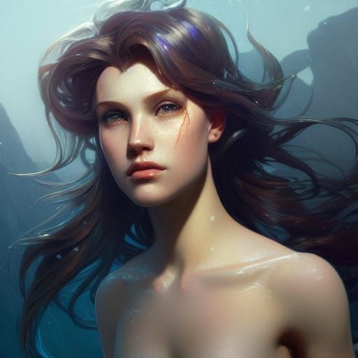 Mermaid Portrait in Art Nouveau Style