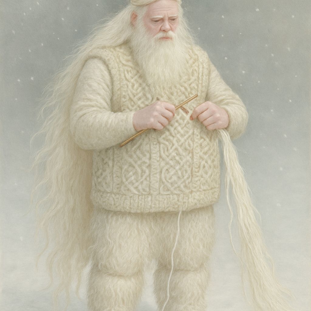 Albino Viking Knitting Vest in Snowy Landscape