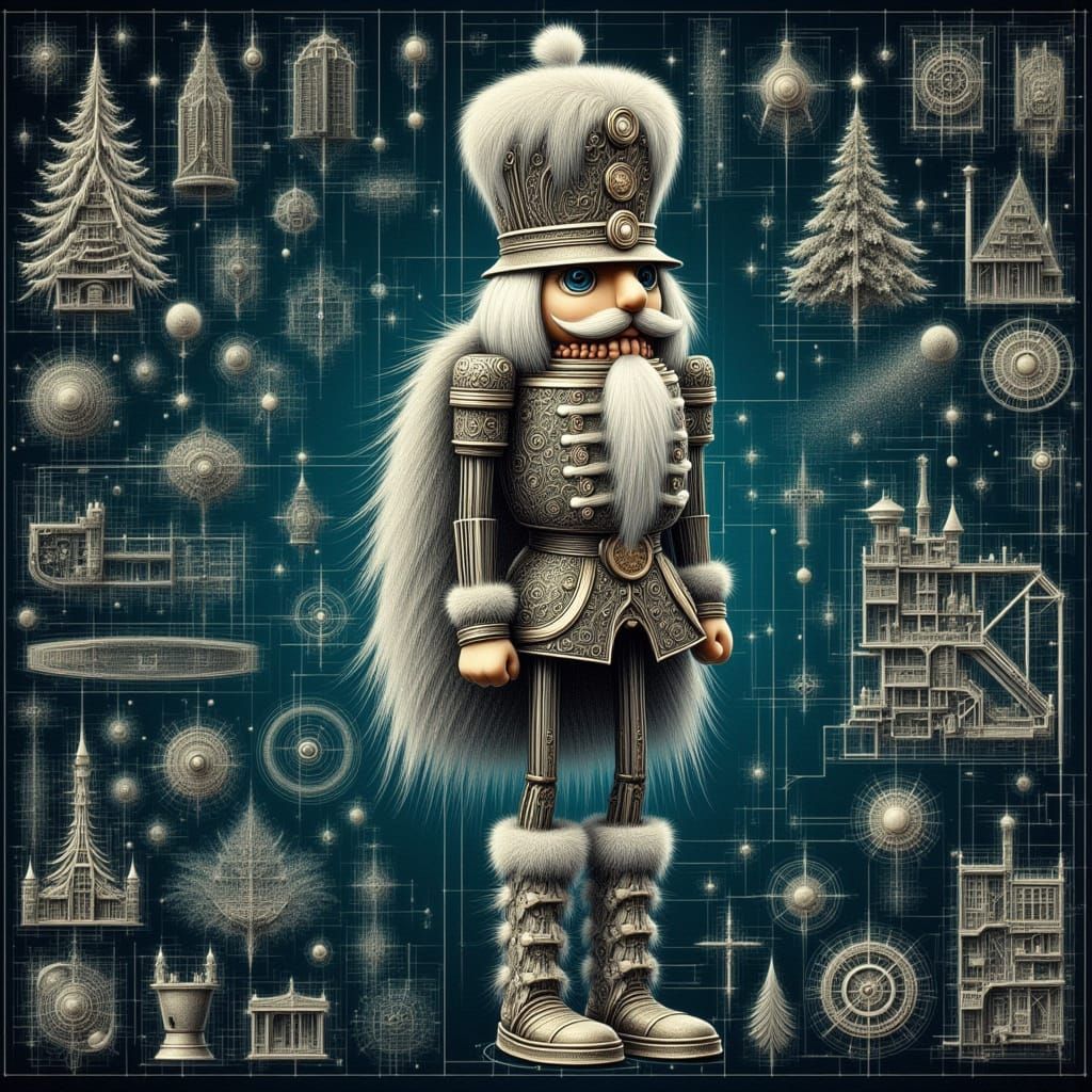 Detailed Schematic of a Christmas Nutcracker
