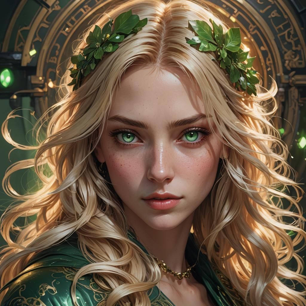 Blonde Girl Portrait in Hyperdetailed Digital Art Style