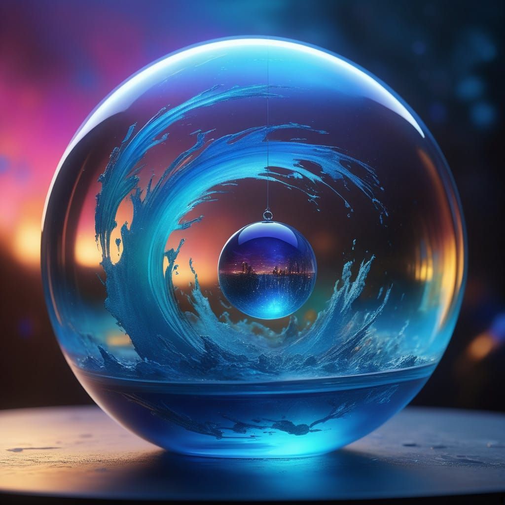 Luminescent Blue Orb in a Radiant, 3D Rendered World