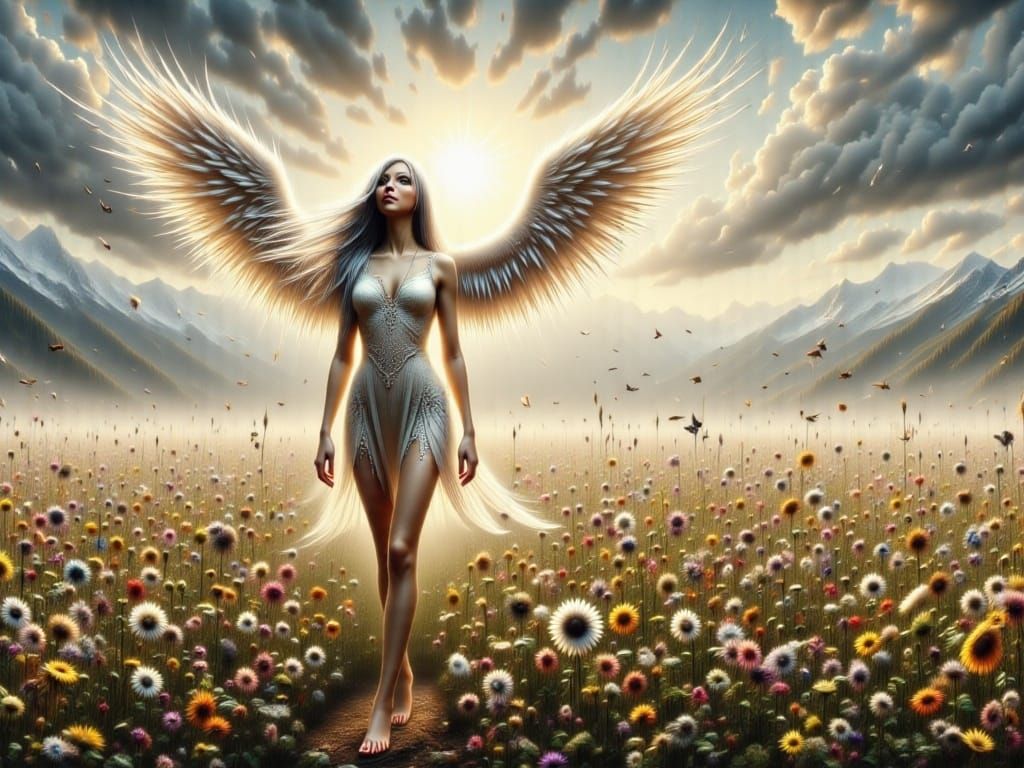 Angelic Choir in Golden Light Oil Painting