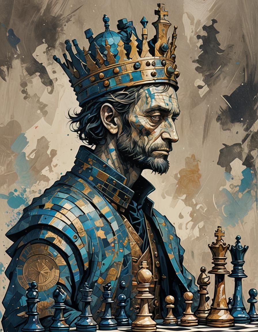 Chess King in Jamie Hewlett Style with Astral Sky