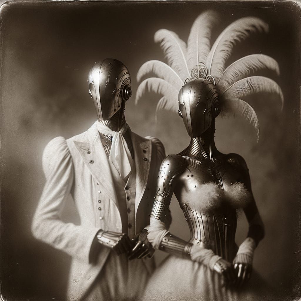 Vintage Metal Figures in 1920s Art Photography Style