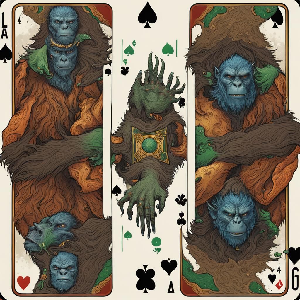 Bigfoot and Alien Card Game: Detailed Matte Painting